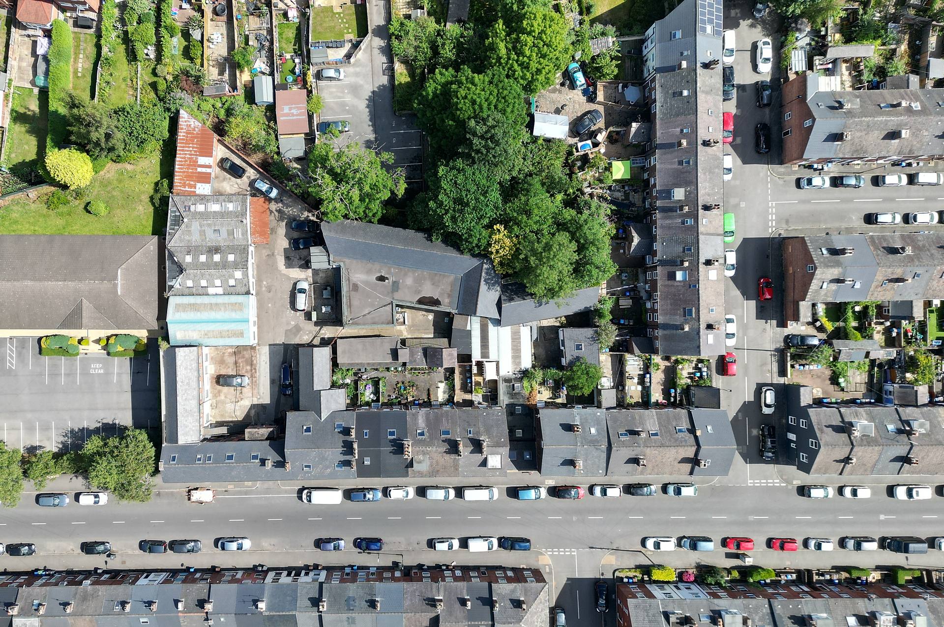 Aerial view of Gordon Works and the surrounding Meersbrook neighbourhood